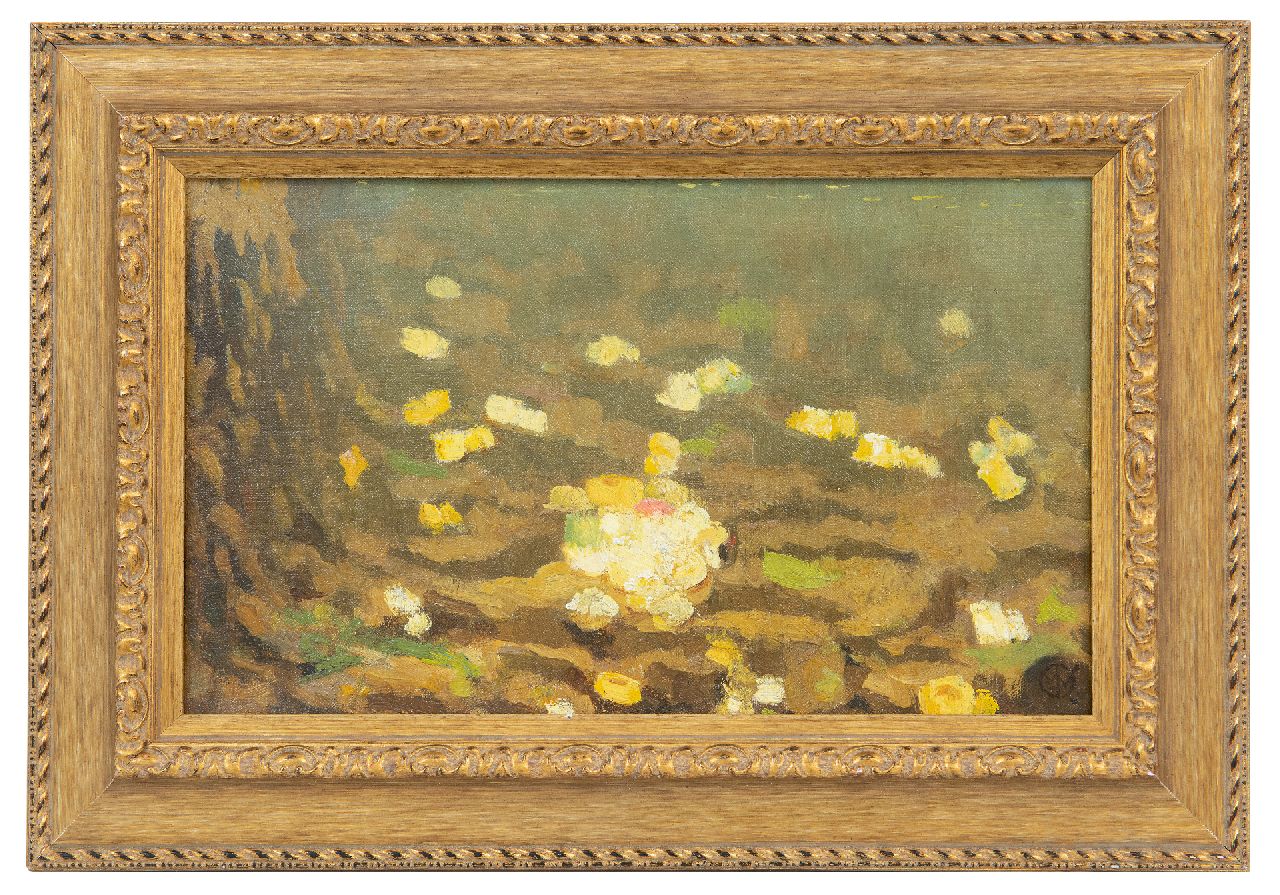 Dijsselhof G.W.  | Gerrit Willem Dijsselhof | Paintings offered for sale | Sea anemones, oil on canvas 15.4 x 24.0 cm, signed l.r. with monogram