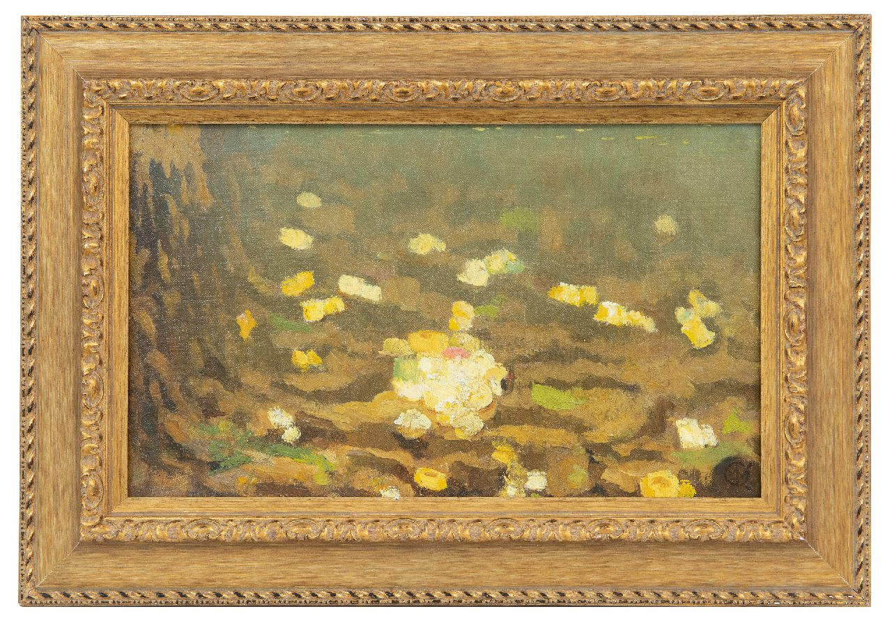 Dijsselhof G.W.  | Gerrit Willem Dijsselhof, Sea anemones, oil on canvas 15.4 x 24.0 cm, signed l.r. with monogram