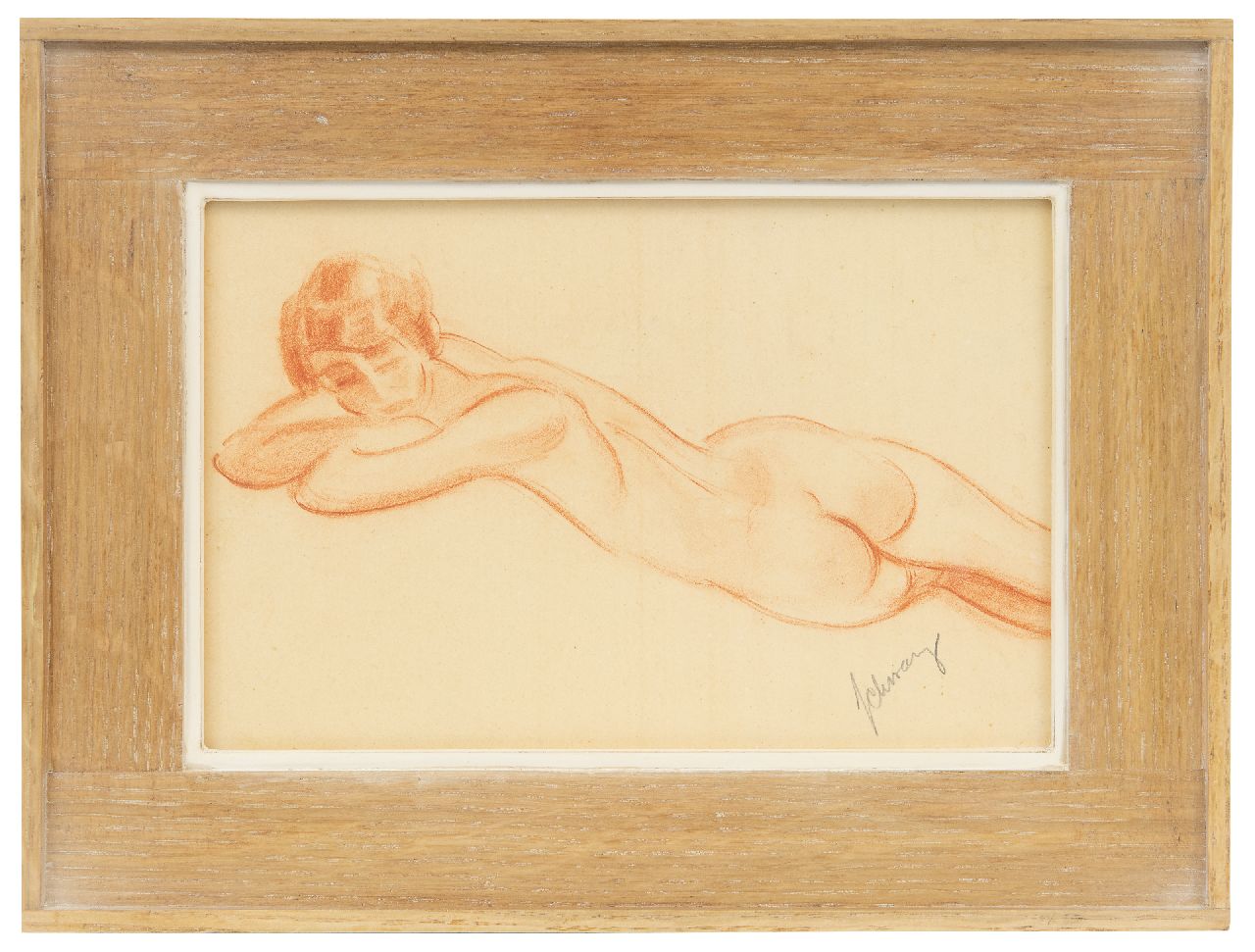 Schwarz S.  | Samuel 'Mommie' Schwarz | Watercolours and drawings offered for sale | Reclining nude, red chalk on paper 17.8 x 25.3 cm, signed l.r.