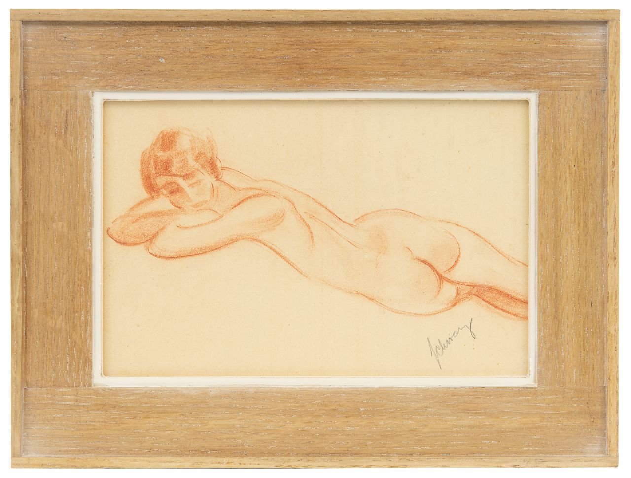 Schwarz S.  | Samuel 'Mommie' Schwarz | Watercolours and drawings offered for sale | Reclining nude, red chalk on paper 17.8 x 25.3 cm, signed l.r.