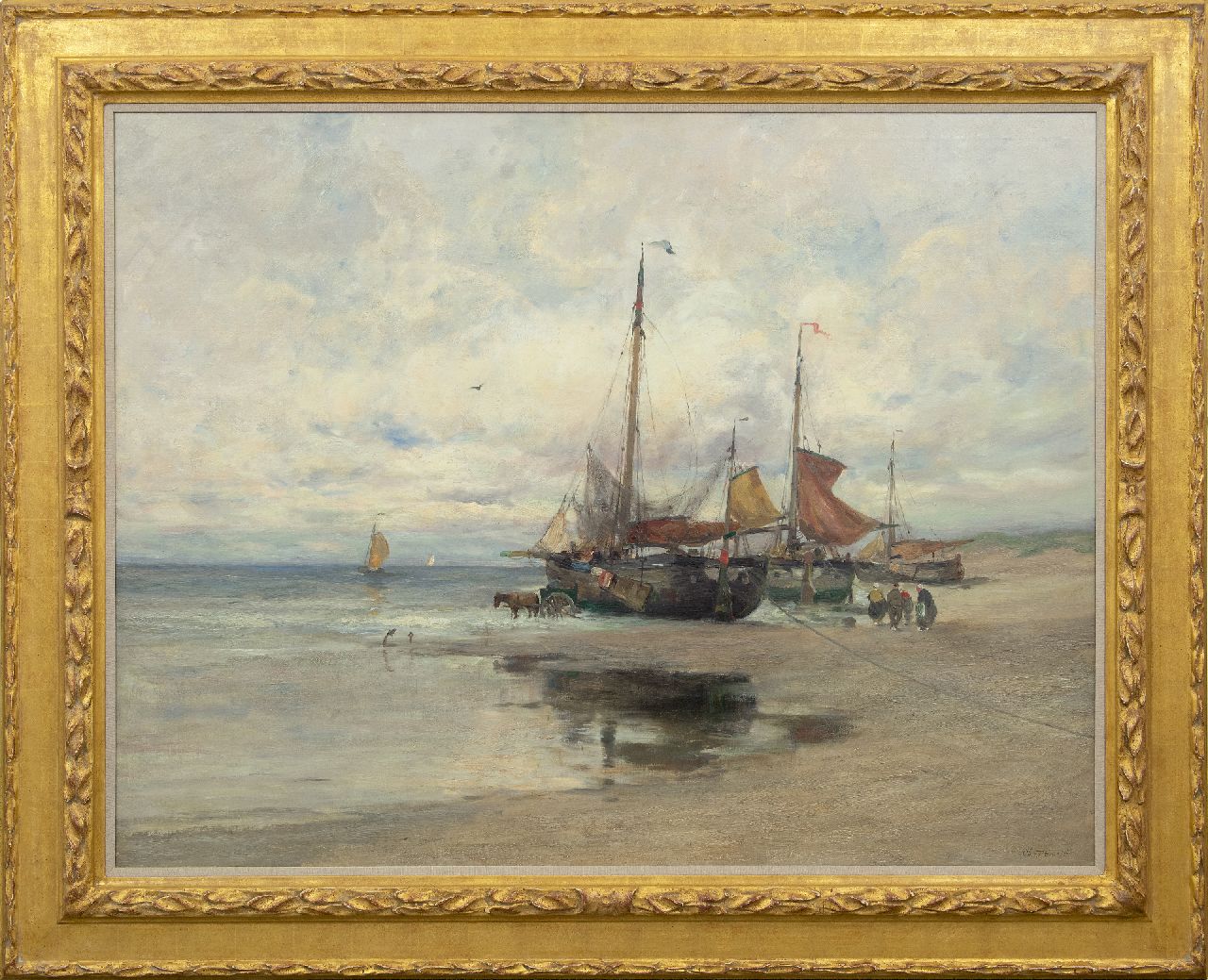 Gruppe C.P.  | Charles Paul Gruppe, Fishing boats on the beach, oil on canvas 101.7 x 131.8 cm, signed l.r. and painted ca. 1910