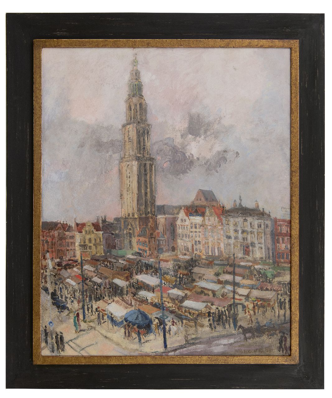 Walrecht B.H.D.  | Bernardus Hermannus David 'Ben' Walrecht, Market Day by the Martinitoren, Groningen, oil on canvas 81.1 x 66.3 cm, signed l.r. and dated '38