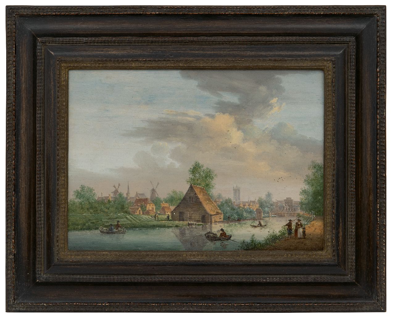 Liender P.J. van | Pieter Jan van Liender, Utrecht seen from the Leidsche Vaart with the Catharijnepoort in the distance, oil on panel 21.0 x 29.0 cm, signed l.r.