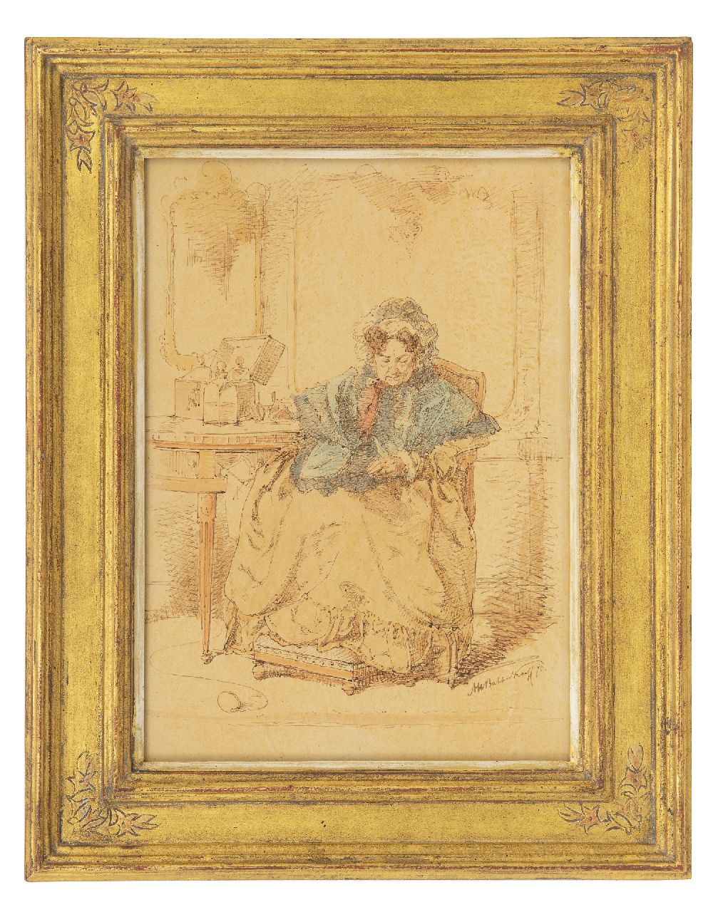 Bakker Korff A.H.  | Alexander Hugo Bakker Korff, The glass of port wine, pen, ink and watercolour on paper 30.0 x 21.4 cm, signed l.r. and dated '75