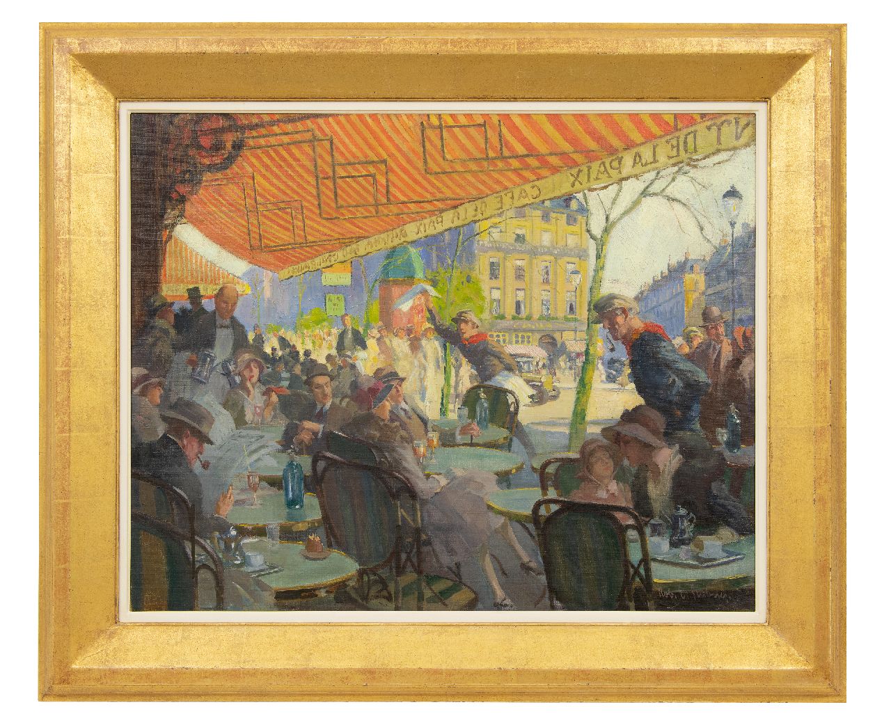 Stübner R.E.  | Robert Emil Stübner | Paintings offered for sale | The terrace of Café de la Paix on the Place de l'Opéra in Paris, oil on canvas 60.2 x 75.0 cm, signed l.r.