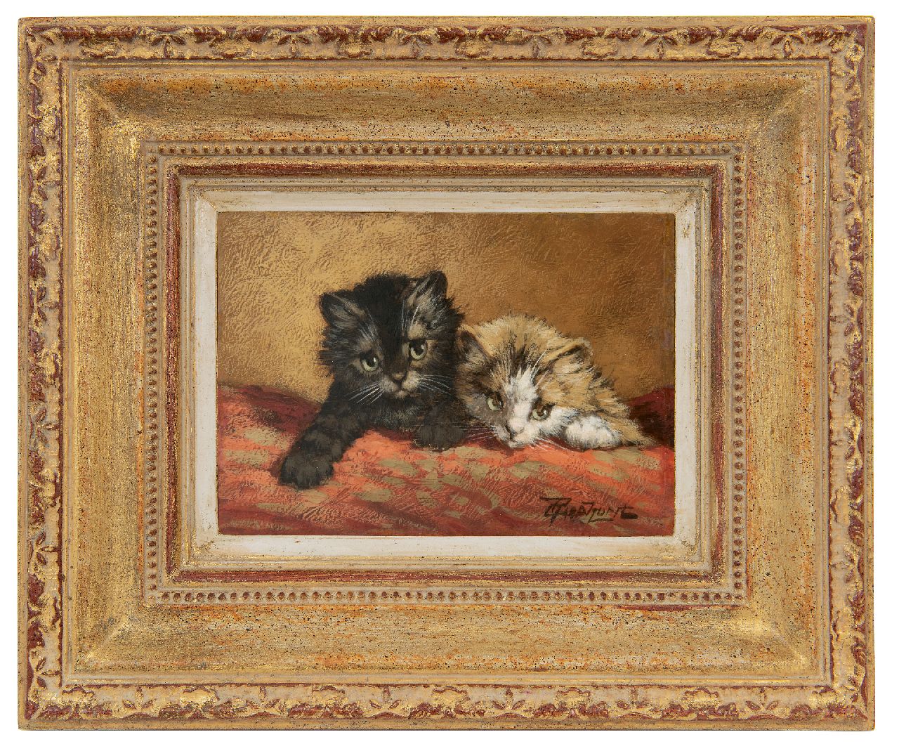 Raaphorst C.  | Cornelis Raaphorst, Two kittens, oil on panel 12.9 x 18.2 cm, signed l.r.