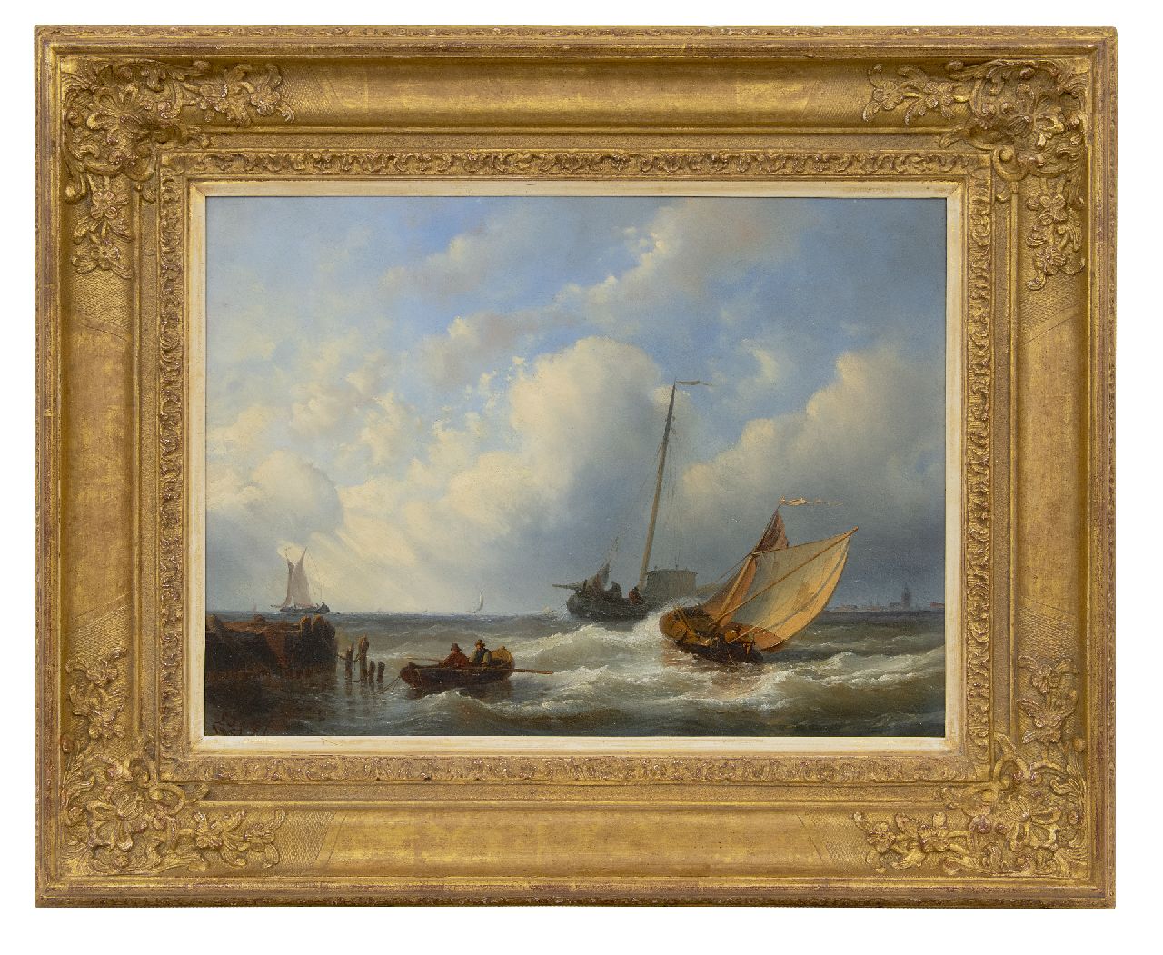 Gijselaar L.J. de | Leonard Johannes de Gijselaar, Shipping off Vlissingen, oil on panel 34.7 x 46.4 cm, signed l.l. and dated 1857