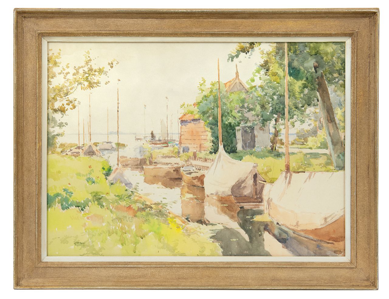 Vreedenburgh C.  | Cornelis Vreedenburgh, Harbour on the Loosdrechtse Plassen, watercolour on paper 43.8 x 59.0 cm