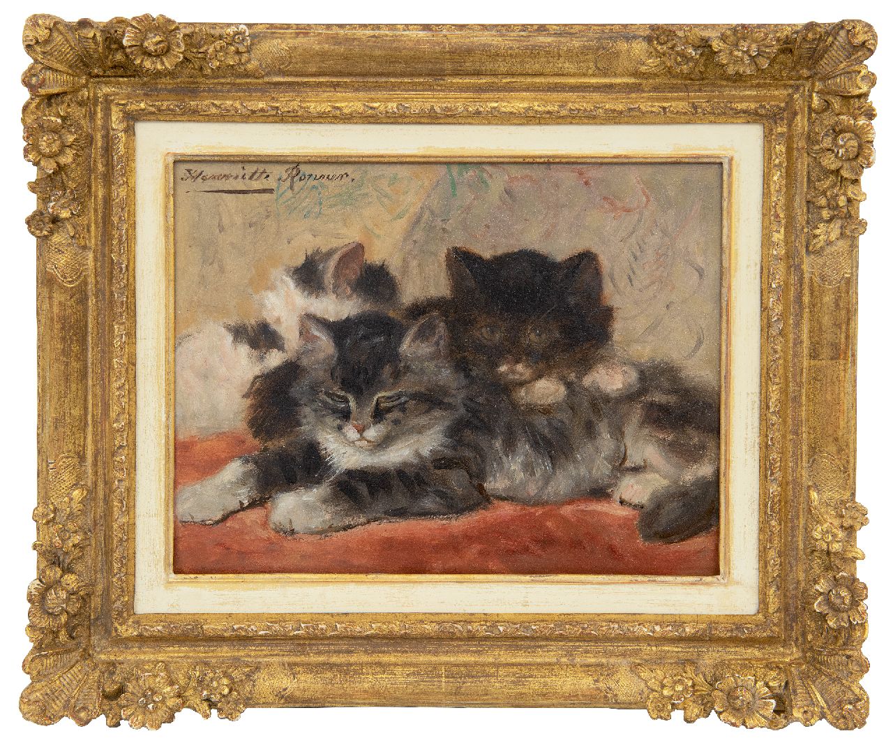 Ronner-Knip H.  | Henriette Ronner-Knip, Dozing kittens, oil on panel 19.0 x 24.5 cm, signed u.l.
