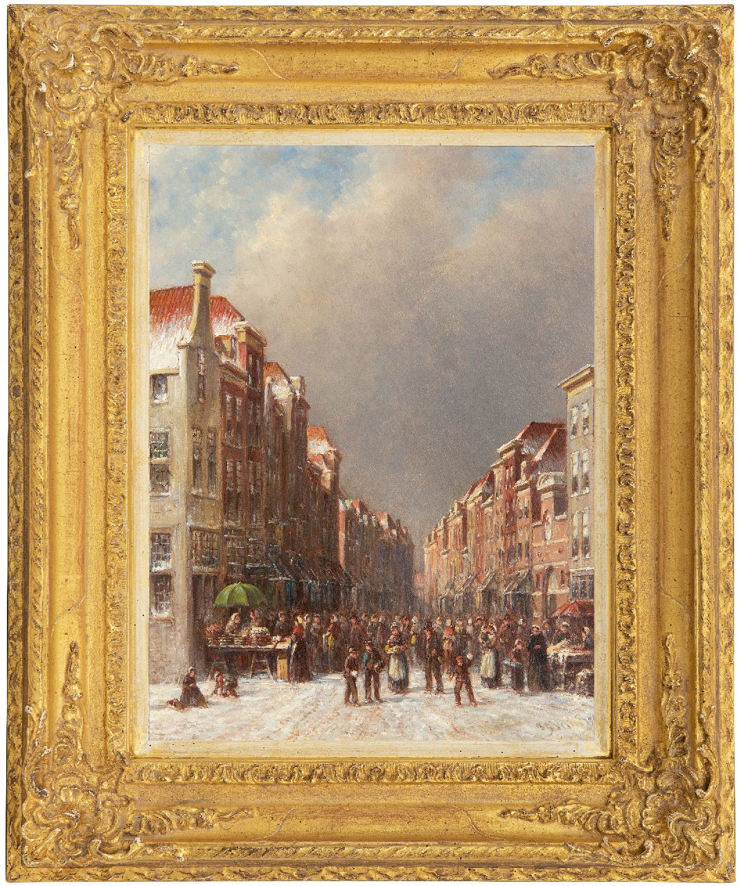 Vertin P.G.  | Petrus Gerardus Vertin | Paintings offered for sale | Market on a winter day, oil on panel 36.1 x 27.5 cm, signed l.r. and dated '91