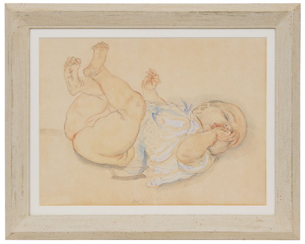 Sluijters J.C.B.  | Johannes Carolus Bernardus 'Jan' Sluijters | Watercolours and drawings offered for sale | Baby, sucking on a thumb, pencil, coloured pencil, watercolour and gouache on paper 34.3 x 46.3 cm, signed l.c.