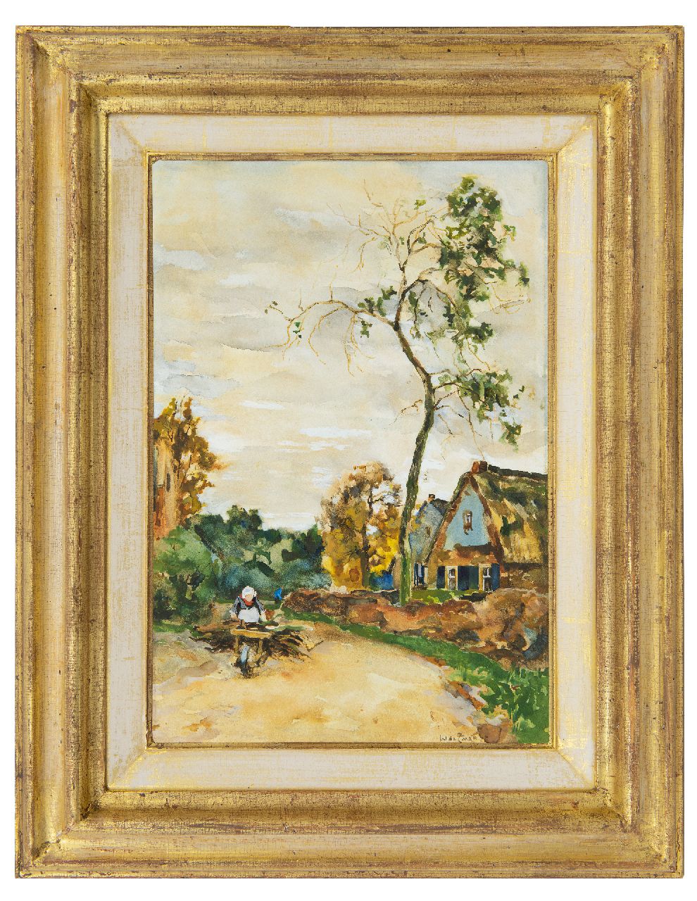 Zwart W.H.P.J. de | Wilhelmus Hendrikus Petrus Johannes 'Willem' de Zwart | Watercolours and drawings offered for sale | Peasant woman with wheelbarrow, watercolour on paper 35.6 x 24.7 cm, signed l.r. and painted in the 1890's