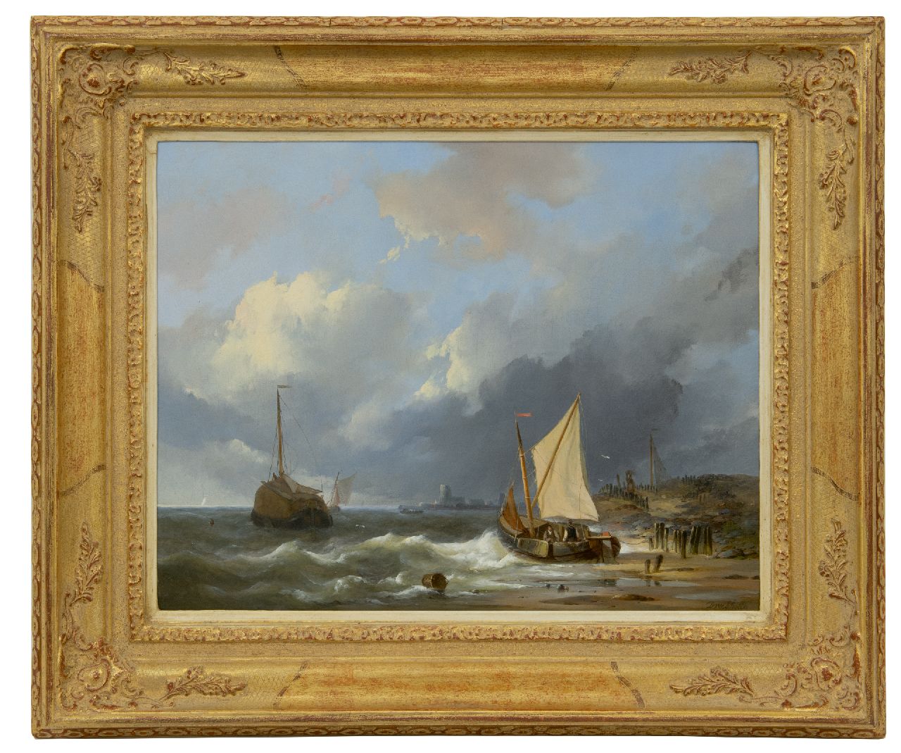Dreibholtz C.L.W.  | Christiaan Lodewijk Willem Dreibholtz | Paintings offered for sale | Ships on the Zuiderzee, oil on panel 41.2 x 52.8 cm, signed l.r.