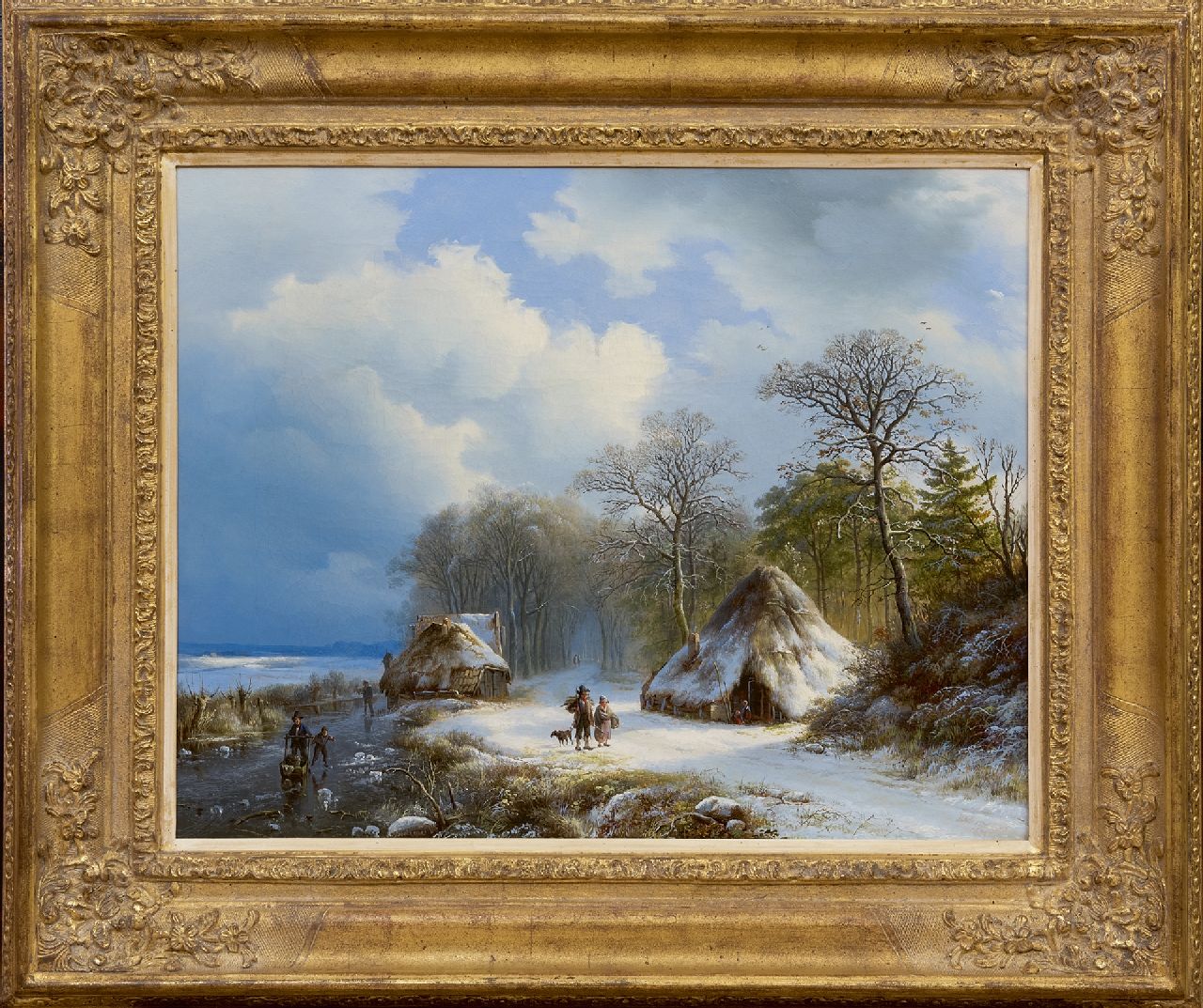 Bodeman W.  | Willem Bodeman | Paintings offered for sale | A winter landscape with skaters and wood gatherers, oil on canvas 43.0 x 54.0 cm, signed l.c. and l.r. (indistinctly) and dated '38 and 1838