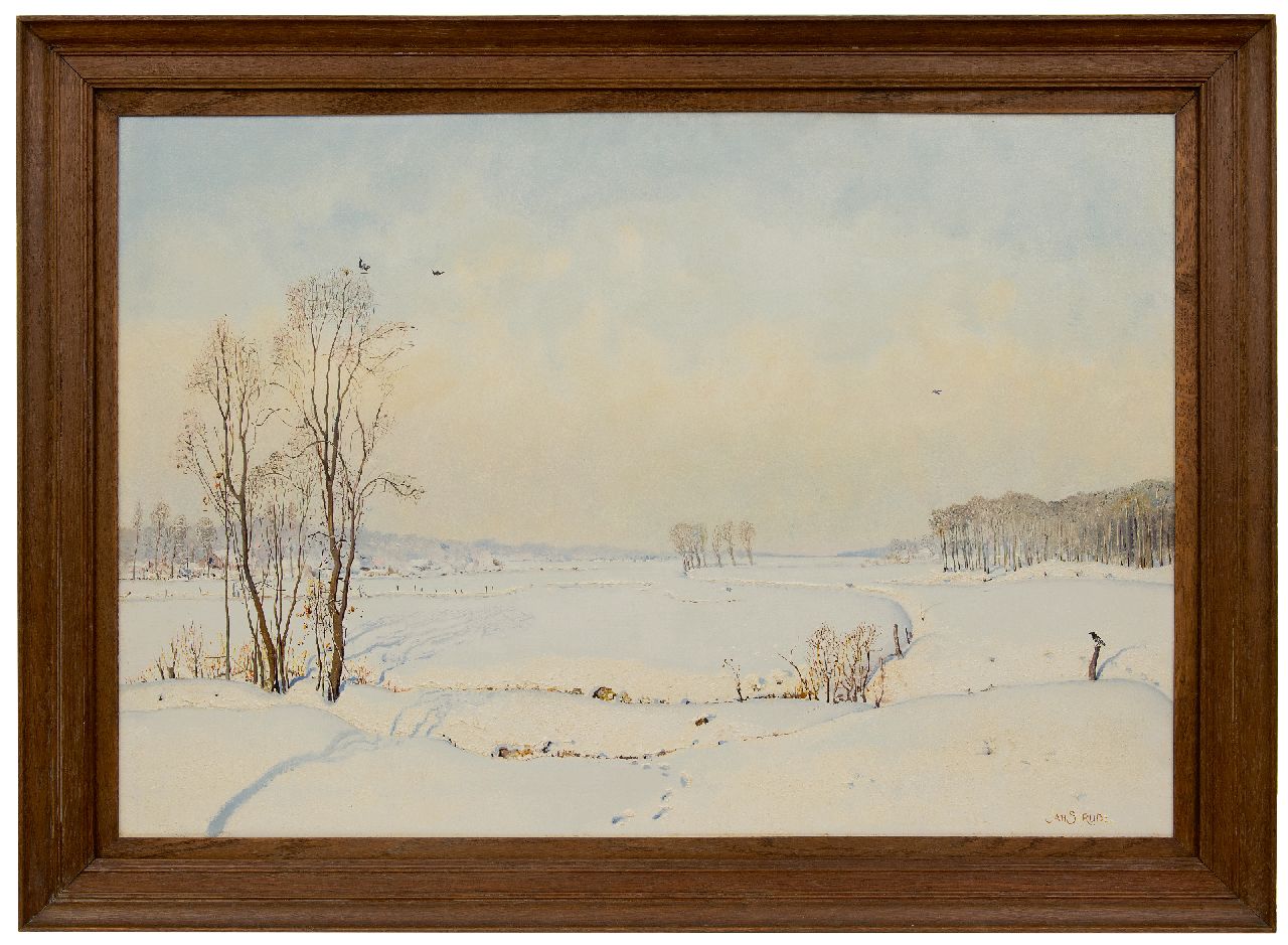 Strube J.H.  | Johan Hendrik 'Jan' Strube, The 'Markdal' near Breda in the snow, oil on panel 70.0 x 102.0 cm, signed l.r.