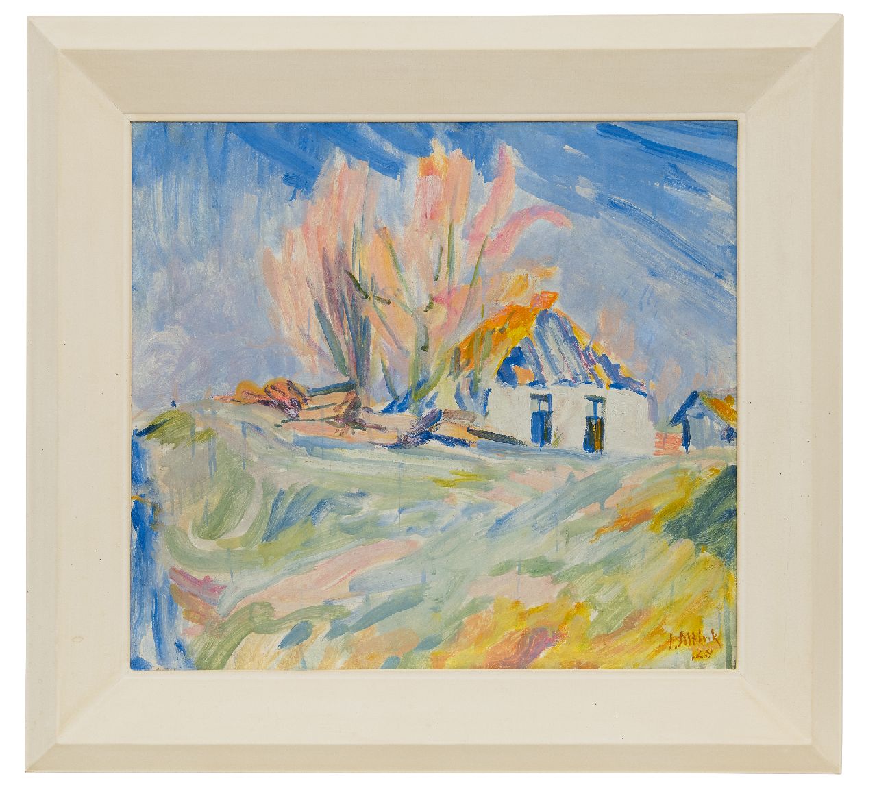 Altink J.  | Jan Altink, The farm 'Blauwborgje' in Groningen, oil on canvas 55.0 x 60.4 cm, signed l.r. and dated '28