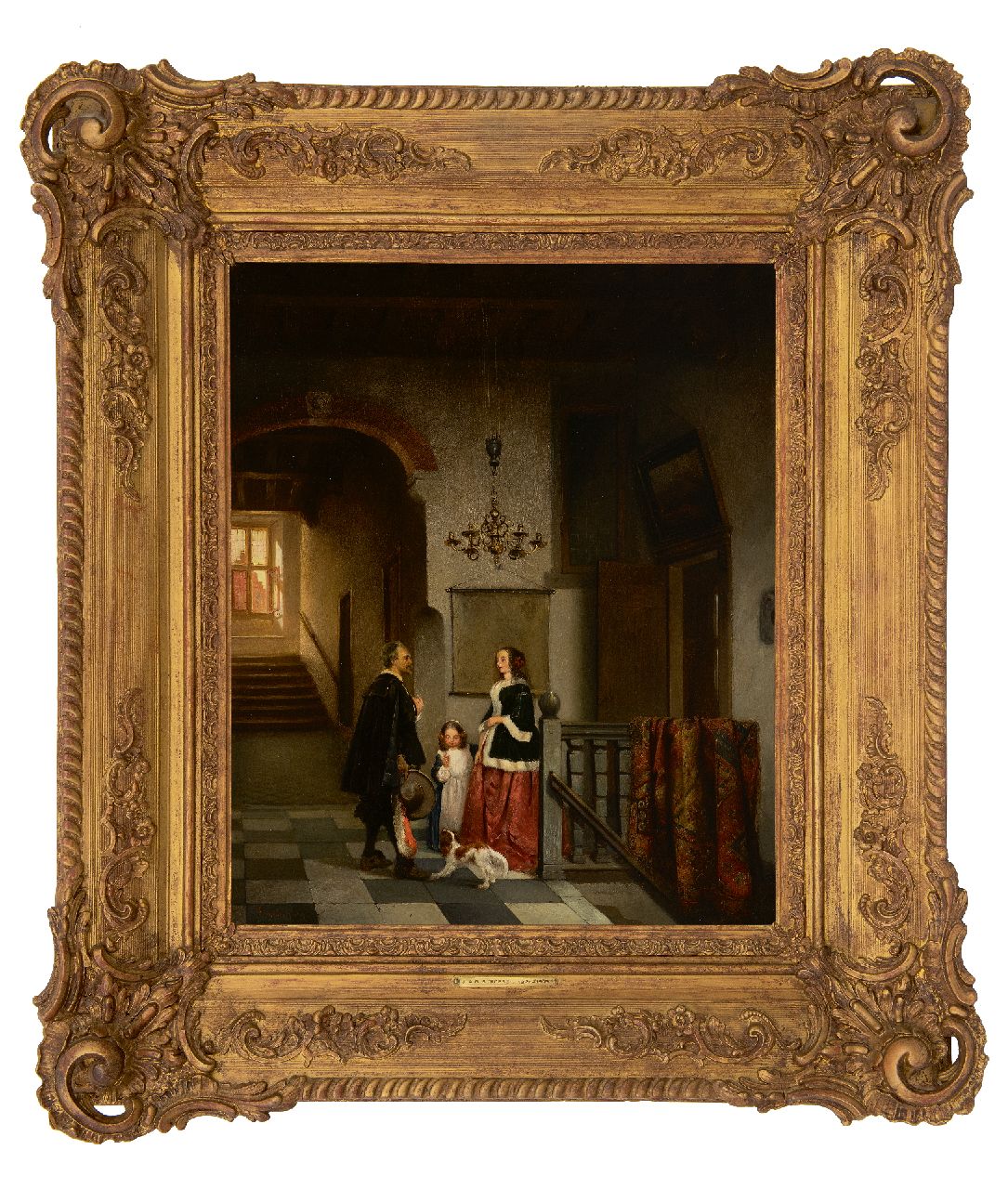 Stroebel J.A.B.  | Johannes Anthonie Balthasar Stroebel | Paintings offered for sale | Figures in a 17th century Dutch interior, oil on panel 49.9 x 41.0 cm, signed l.l. and dated '91