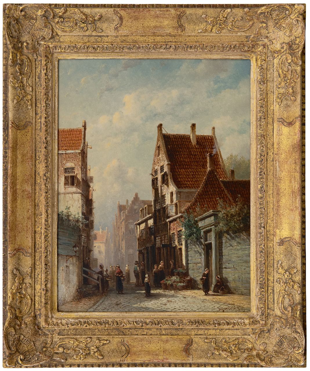 Vertin P.G.  | Petrus Gerardus Vertin | Paintings offered for sale | A sunny street with vegetable shed, oil on panel 41.1 x 31.6 cm, signed l.r. and dated '69