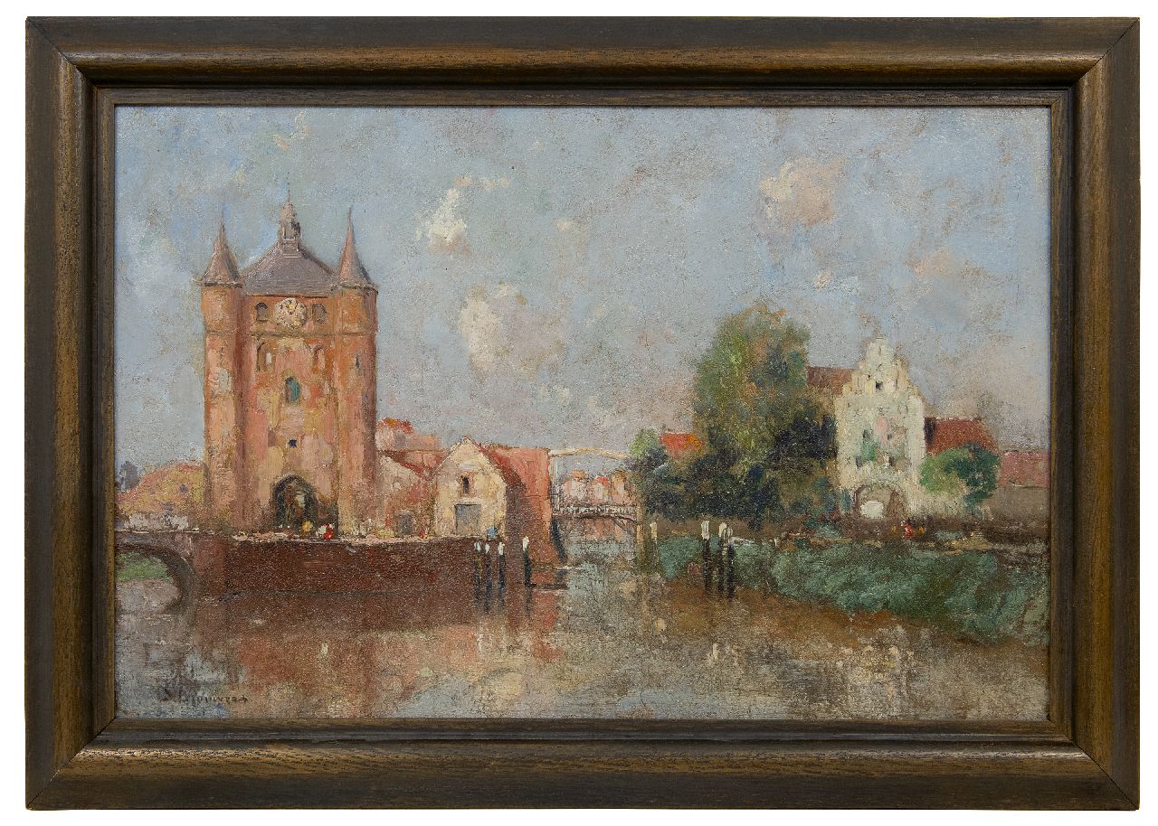 Brouwers   | J. Brouwers | Paintings offered for sale | Sun-drenched city on the water, oil on panel 49.0 x 73.0 cm, signed l.l.