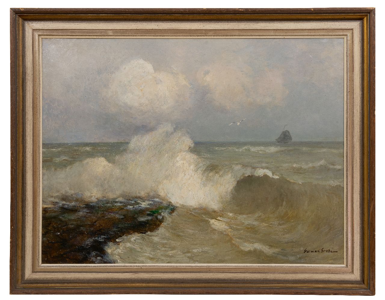 Grobe P.G. | Philipp 'German' Grobe | Paintings offered for sale | Splashing waves at the uitwatering, Katwijk aan Zee 55/5000 Splashing waves at the Uitwatering, Katwijk aan Zee, oil on canvas 60.5 x 80.5 cm, signed l.l. Grobe P.G. | Philipp 'German' Grobe | Paintings offered for sale | Splashing waves at the uitwatering, Katwijk aan Zee 55/5000 Splashing waves at the Uitwatering, Katwijk aan Zee, oil on canvas 60.5 x 80.5 cm, signed l.l.