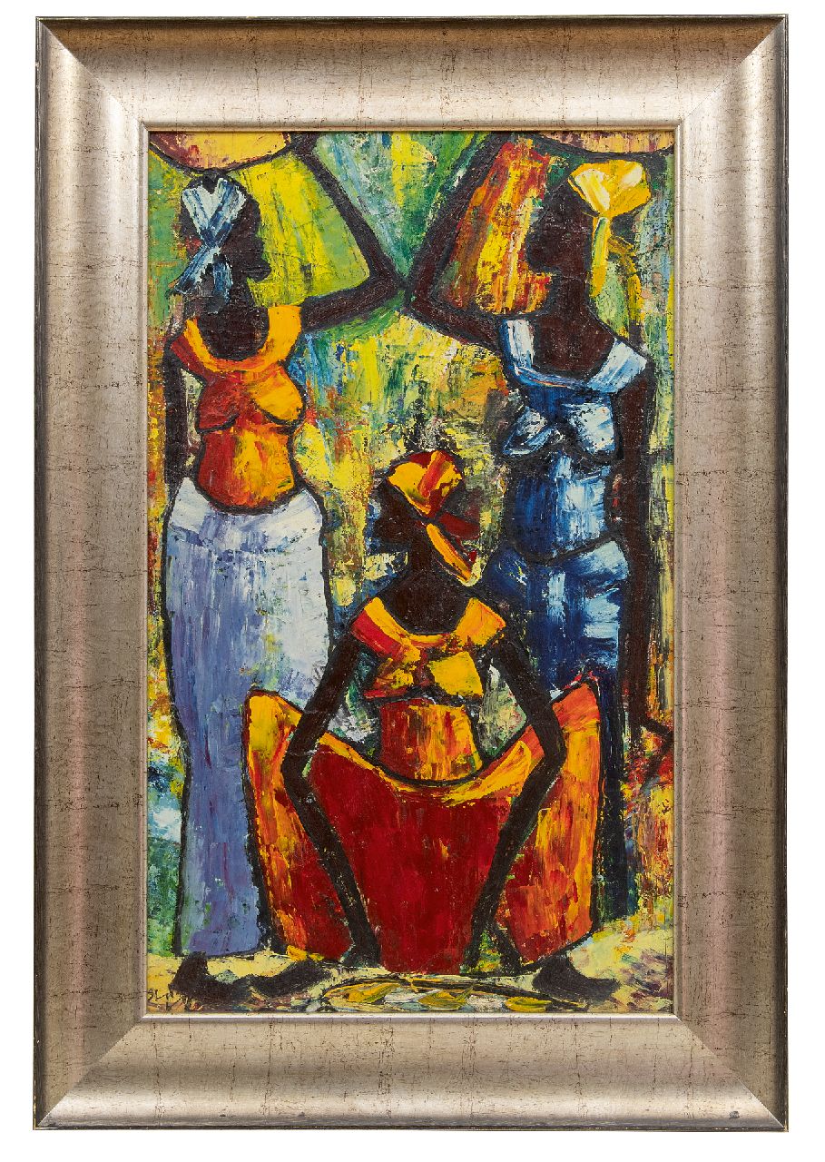 Jespers E.  | Emile Jespers | Paintings offered for sale | African ladies, oil on board 56.0 x 34.0 cm, gesigneerd linksonder