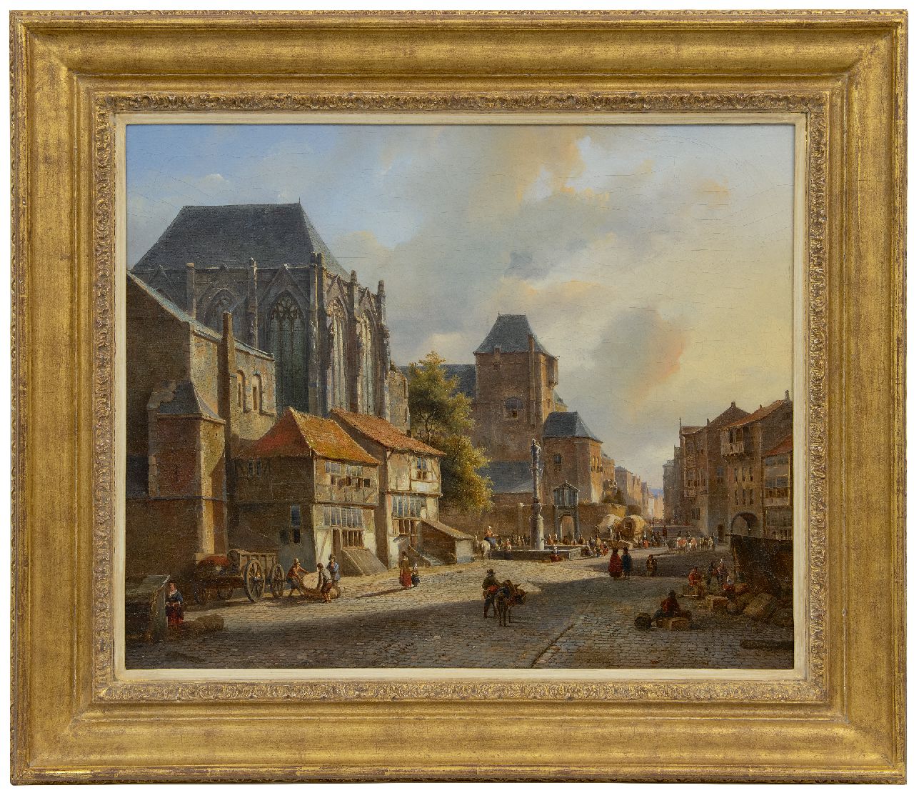 Karsen K.  | Kasparus Karsen | Paintings offered for sale | Market on a sunny town square, oil on canvas 49.0 x 59.5 cm, signed l.r.