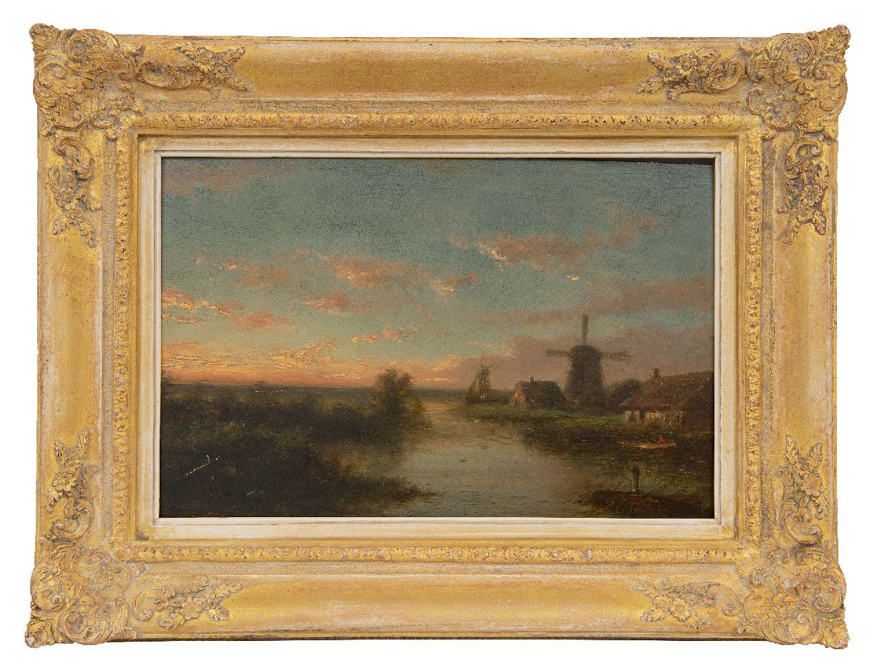 Kleijn L.J.  | Lodewijk Johannes Kleijn | Paintings offered for sale | A river landscape at sunset, oil on panel 19.1 x 30.6 cm, signed l.r.