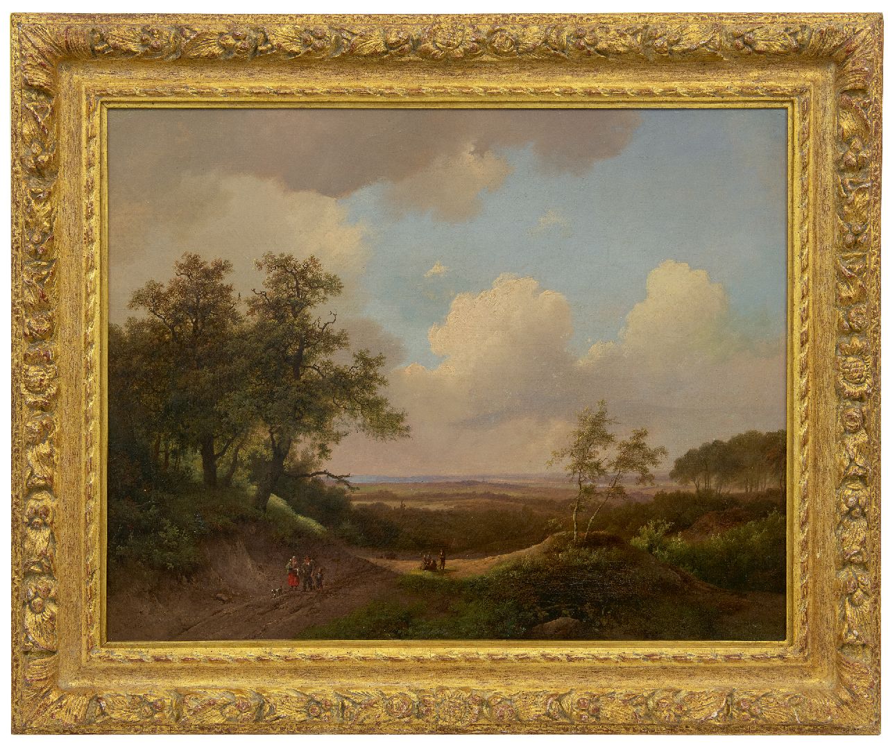 Koekkoek I M.A.  | Marinus Adrianus Koekkoek I | Paintings offered for sale | Panoramic landscape with country people, oil on canvas 51.0 x 65.0 cm, signed l.l. and dated 1850