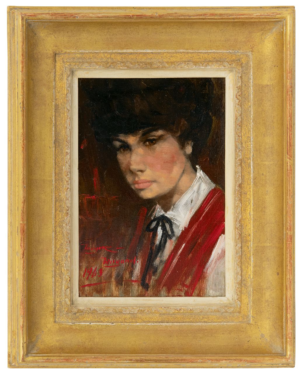 Meyer-Wiegand R.D.  | Rolf Dieter Meyer-Wiegand | Paintings offered for sale | Portrait of young woman, oil on panel 15.1 x 21.0 cm, signed l.l. and dated 1963