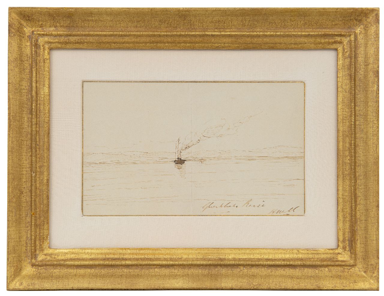 Mesdag H.W.  | Hendrik Willem Mesdag, Glückliche Reise, pen and Indian ink on paper 11.5 x 18.5 cm, signed l.r. with initials