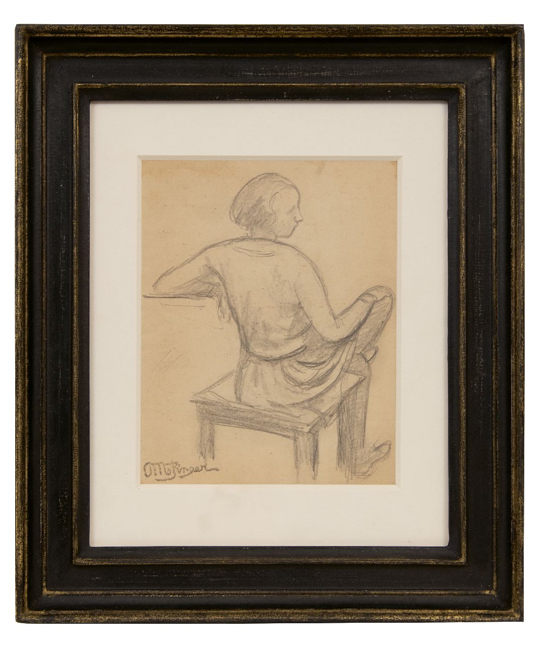 Metzinger J.D.A.  | 'Jean' Dominique Antony Metzinger | Watercolours and drawings offered for sale | Etude de femme; on the reverse: Horse rider, pencil on paper 15.5 x 11.0 cm, signed l.l. and on the reverse with the artists stamp