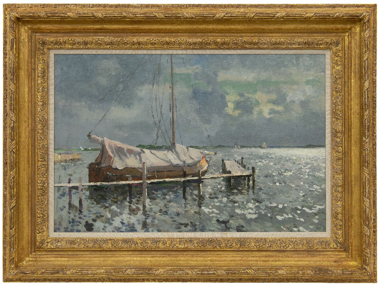 Vreedenburgh C.  | Cornelis Vreedenburgh, Cloudy day at the Loosdrechtse Plassen, oil on canvas 40.0 x 60.0 cm