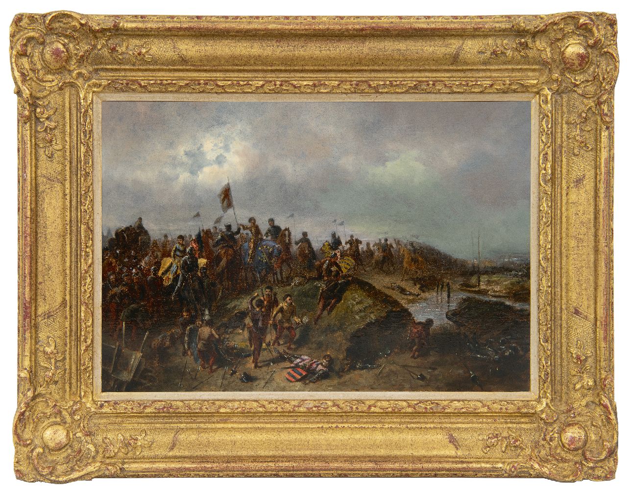 Fardon P.J.  | Pierre Jean Fardon | Paintings offered for sale | After the battle, oil on panel 26.0 x 36.2 cm, signed l.r.
