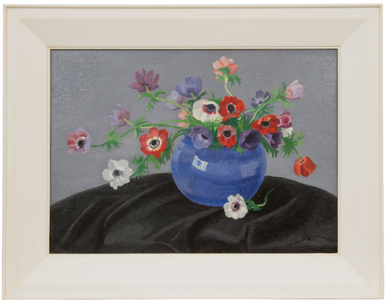 Smorenberg D.  | Dirk Smorenberg | Paintings offered for sale | Anemones in a vase, oil on canvas 50.0 x 70.2 cm, signed l.r.