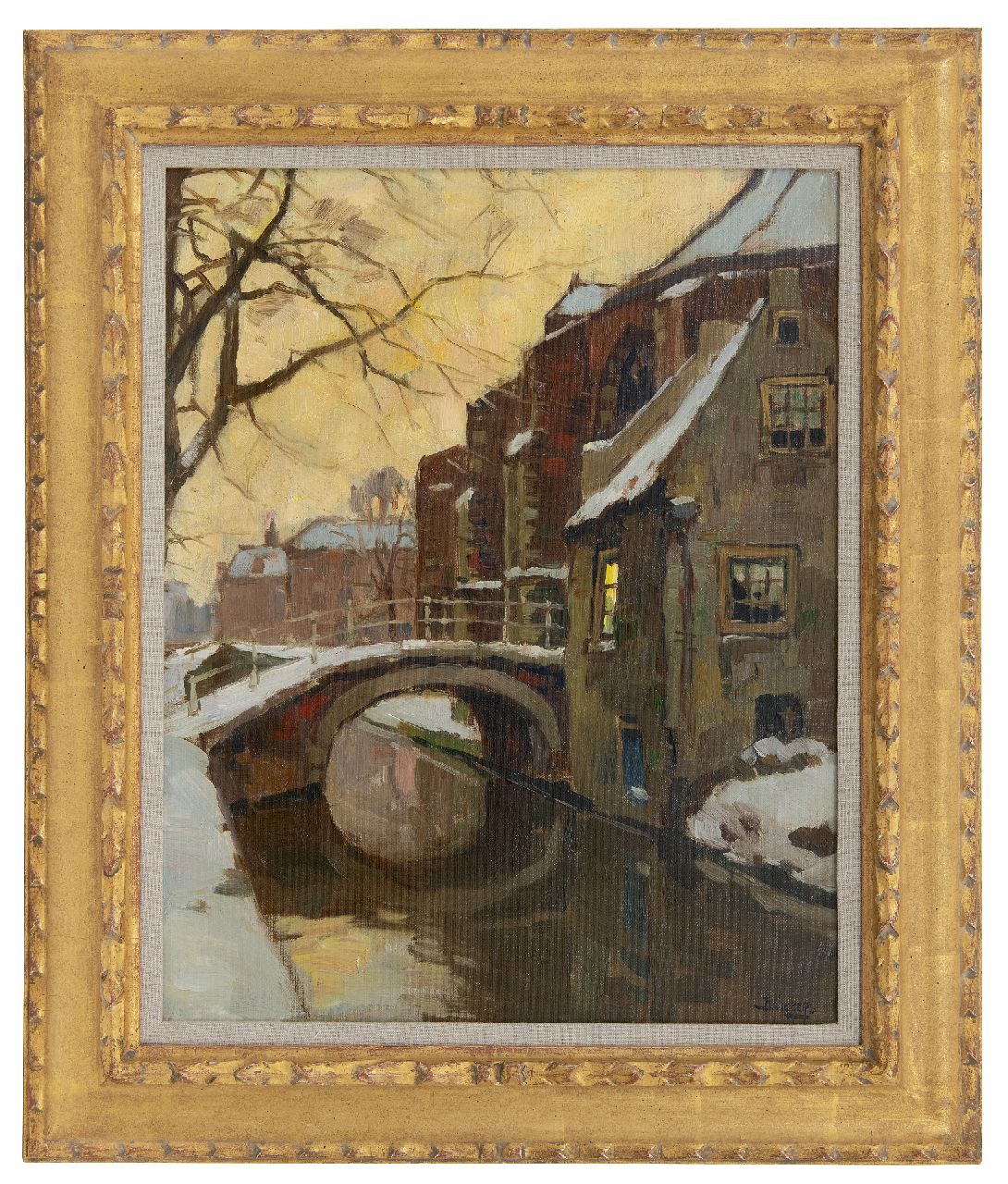 Viegers B.P.  | Bernardus Petrus 'Ben' Viegers, The Vrouwe van Rijnsburgerbrug, close to the Nieuwe Kerk, in Delft, oil on canvas 50.1 x 40.0 cm, signed l.r.