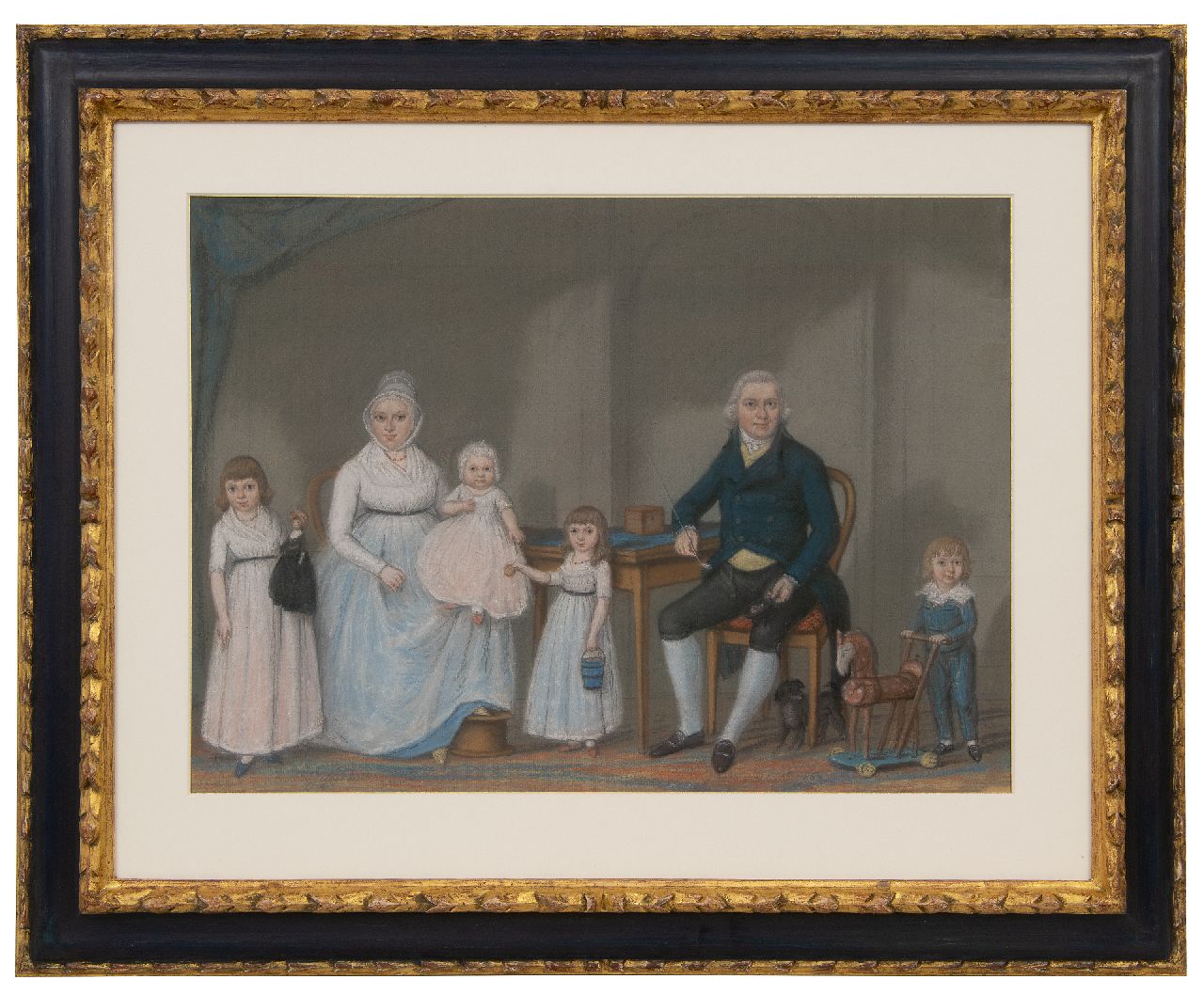 Jelgerhuis R.  | Rienk Jelgerhuis, Family portrait, pastel on paper 42.0 x 57.1 cm, signed l.l. and dated 5/11 1798
