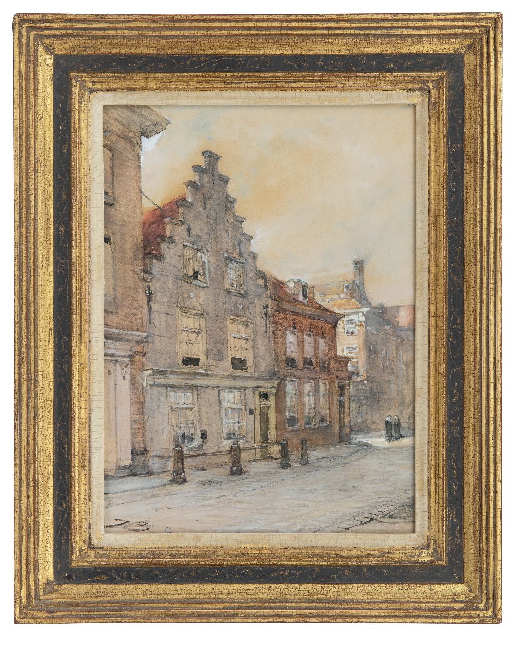 Bosboom J.  | Johannes Bosboom | Watercolours and drawings offered for sale | A view of the 'Huis der Samenkomsten van de Doopsgezinden' in The Hague, watercolour on paper 30.9 x 22.7 cm, signed l.l. with initials