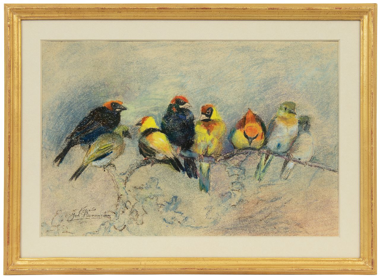 Pieneman J.H.  | 'Johanna' Hendrika Pieneman, Birds, pastel on paper 26.9 x 41.5 cm, signed l.l.