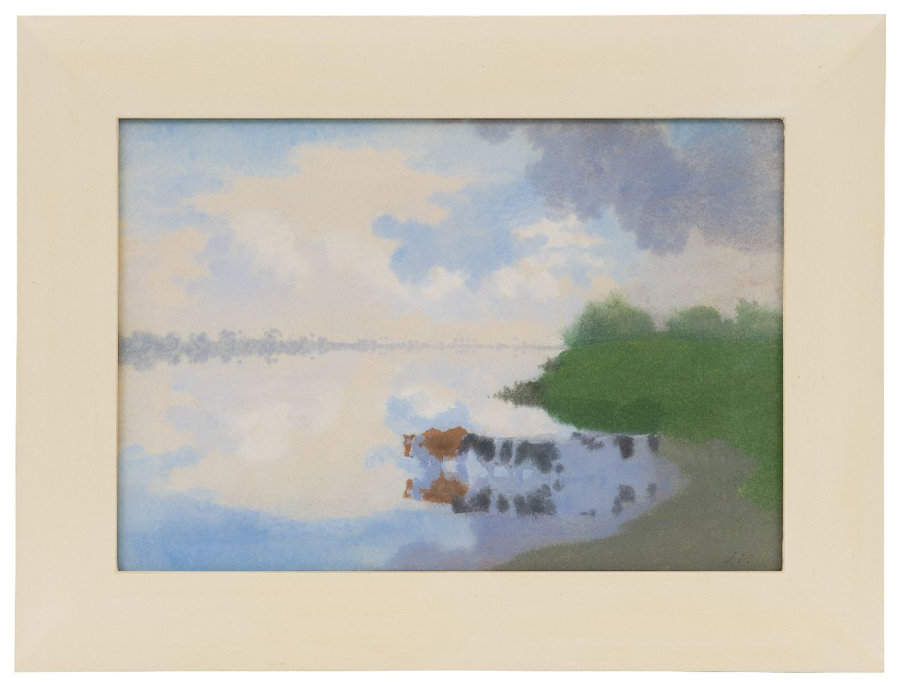 Voerman sr. J.  | Jan Voerman sr. | Watercolours and drawings offered for sale | Wading cattle, watercolour on paper 27.3 x 39.7 cm, signed l.r. with initials and painted ca. 1884-1904
