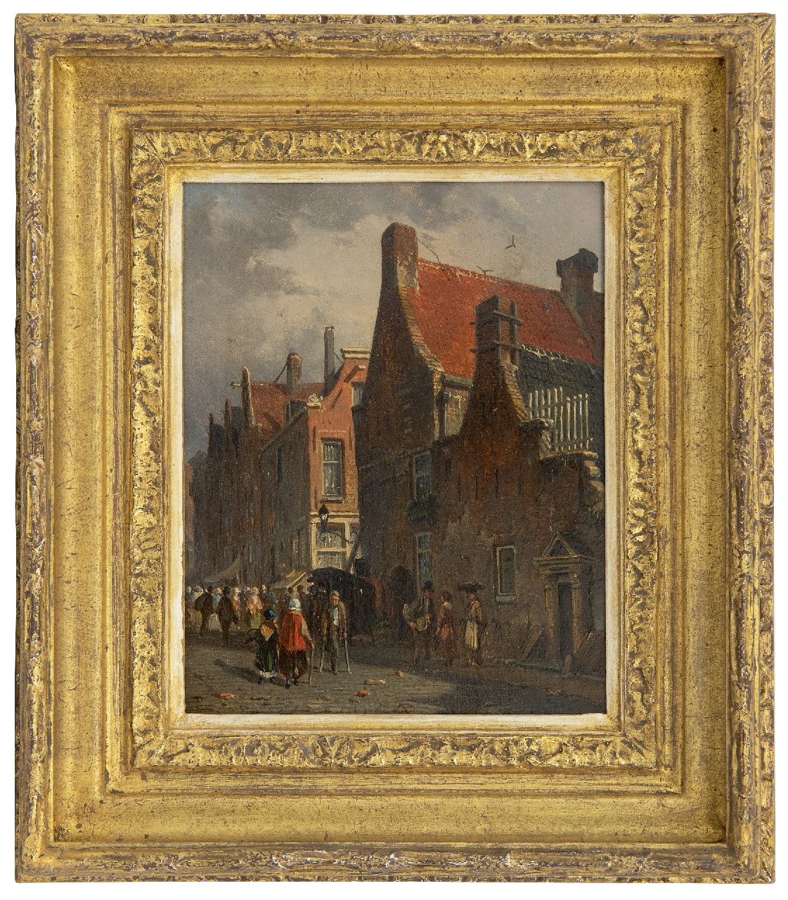 Eversen A.  | Adrianus Eversen | Paintings offered for sale | A Dutch town, oil on panel 19.5 x 15.5 cm, signed l.l. with monogram and on the reverse in full on a