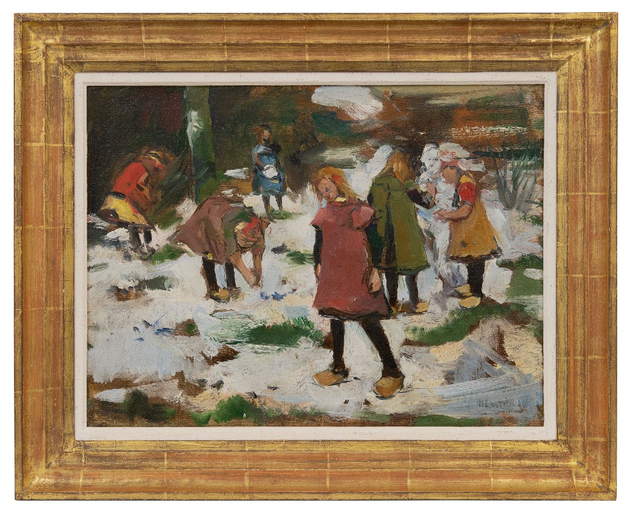 Korteling W.  | Willem Korteling, Children playing in the snow, oil on canvas 33.5 x 44.3 cm, signed l.r.