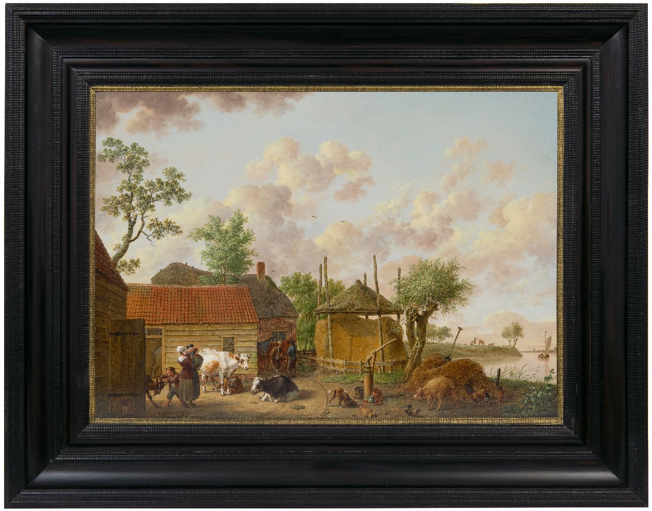 Ouwater I.  | Isaac Ouwater | Paintings offered for sale | Farmyard, oil on panel 42.8 x 60.2 cm, signed l.r.