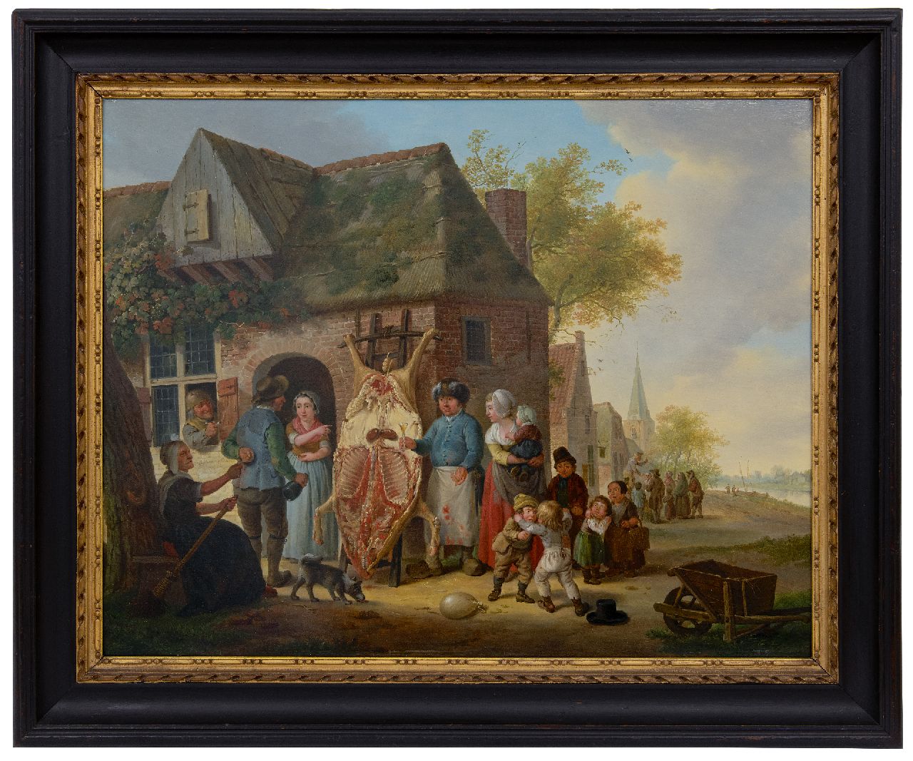 Cuylenburgh (II) C. van | Cornelis van Cuylenburgh (II) | Paintings offered for sale | Village scene, after the slaughter of the pig, oil on panel 49.7 x 64.0 cm, signed c.l. and dated 1797