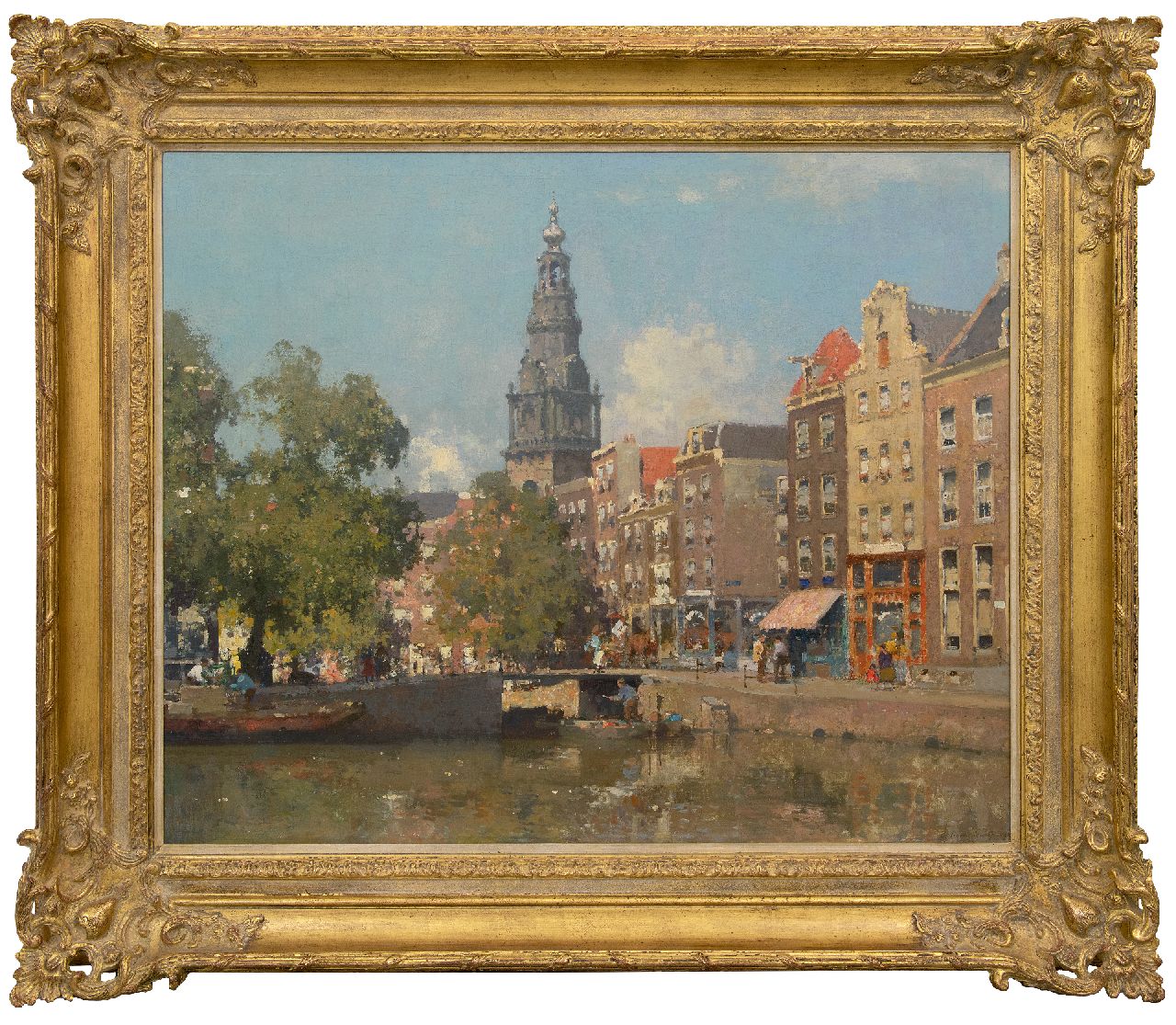 Vreedenburgh C.  | Cornelis Vreedenburgh | Paintings offered for sale | A view of the Raamgracht and the tower of the Zuiderkerk, Amsterdam, oil on canvas 77.0 x 94.0 cm, signed l.r. and dated 1927