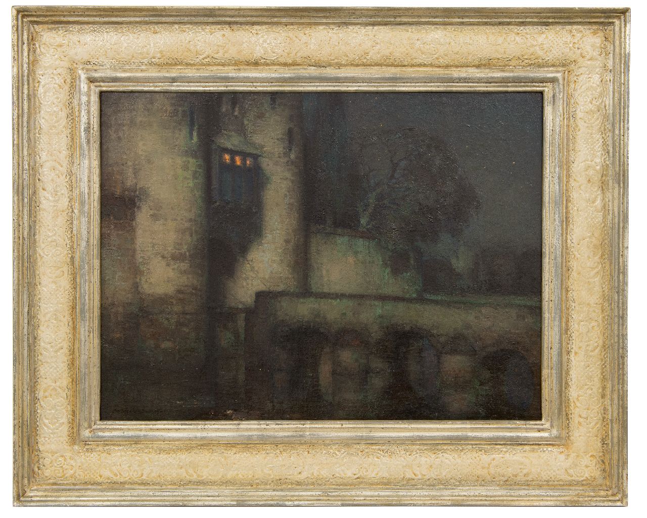 Bogaerts J.J.M.  | Johannes Jacobus Maria 'Jan' Bogaerts | Paintings offered for sale |   Castle with drawbridge at night, oil on canvas 45.4 x 60.3 cm, signed l.l. and dated 1924