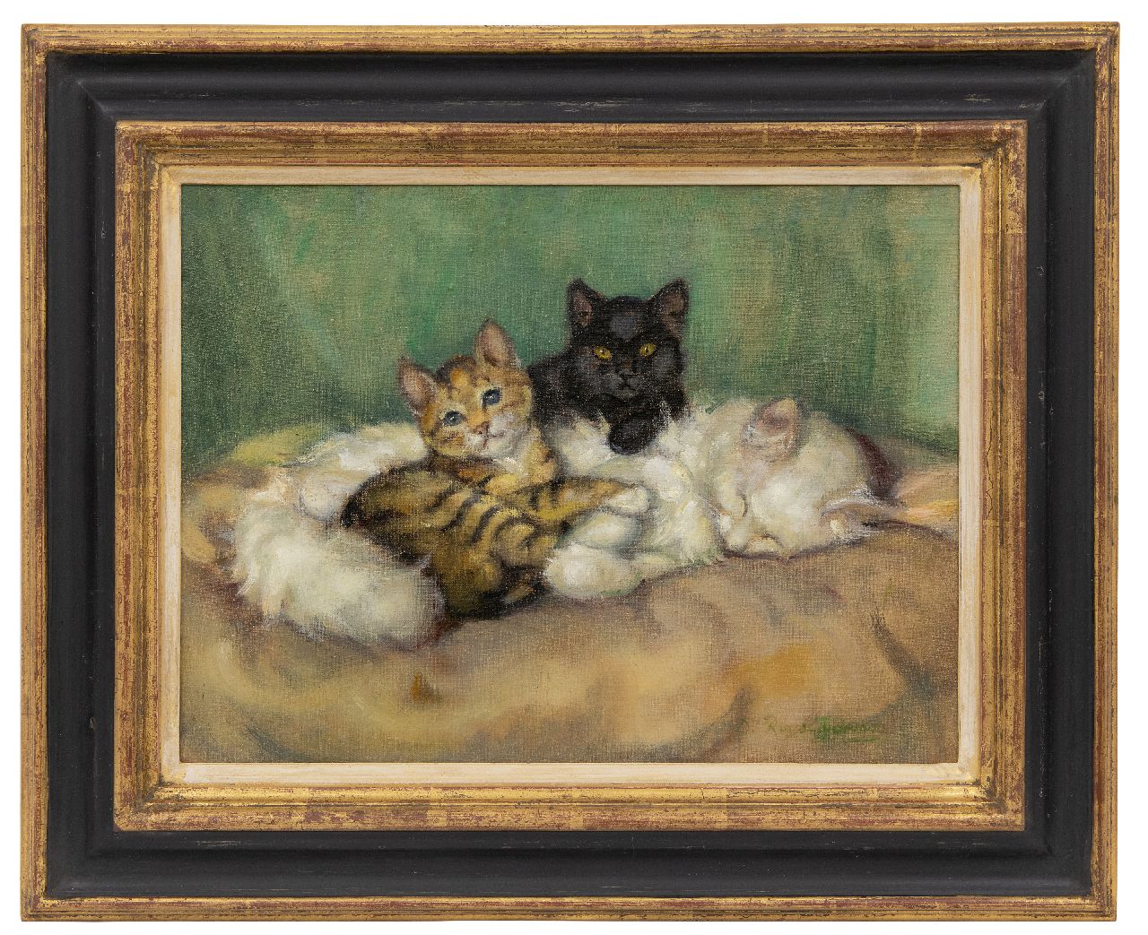 Tijdeman E.M.  | Ernestine Marie 'Dé' Tijdeman | Paintings offered for sale | Mother and two kittens, oil on canvas 30.5 x 40.5 cm, signed l.r.