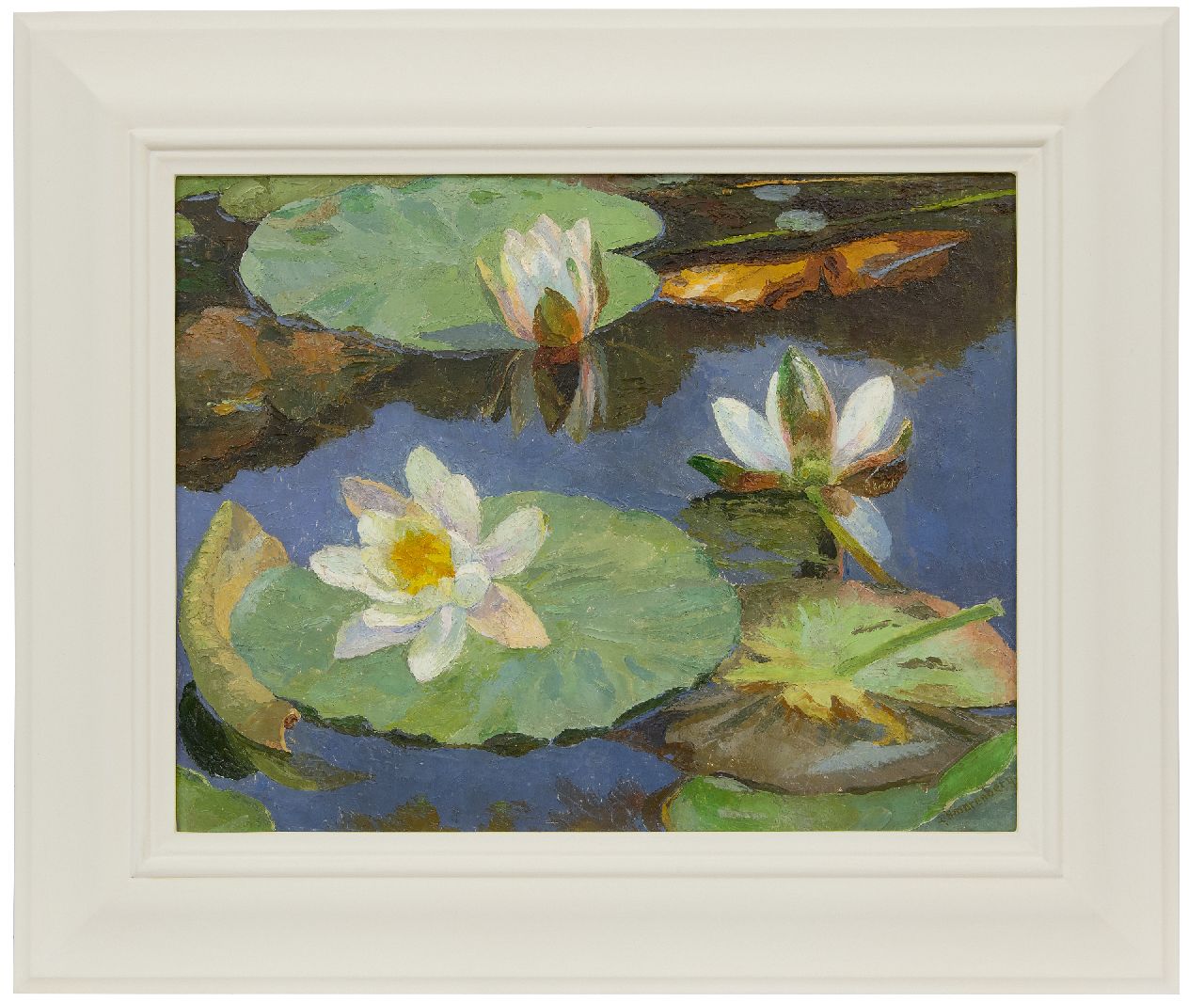 Smorenberg D.  | Dirk Smorenberg, Waterlilies, oil on canvas 41.2 x 53.3 cm, signed l.r.