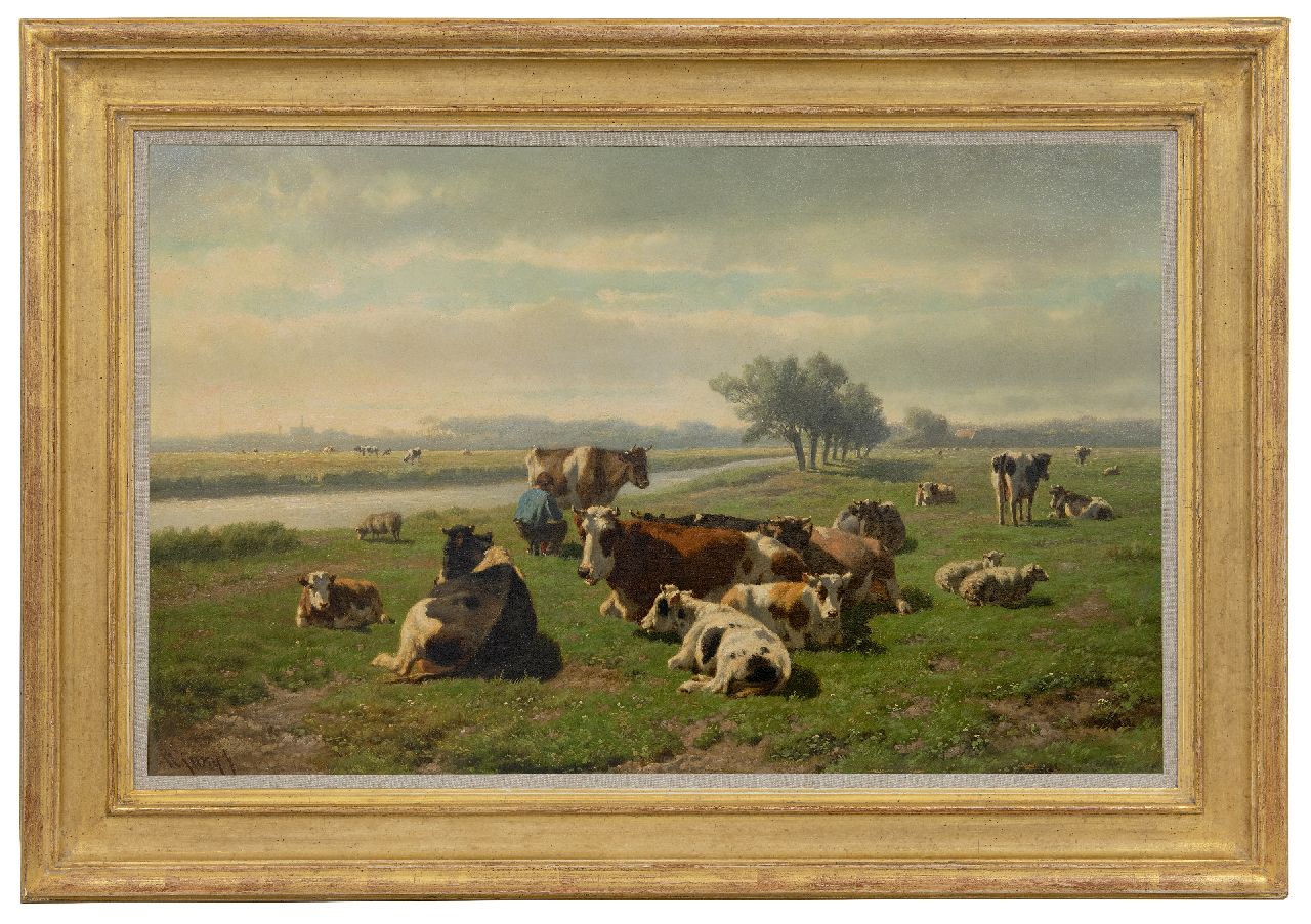 Savrij H.  | Hendrik Savrij, Milking time, oil on canvas 50.8 x 80.5 cm, signed l.l.