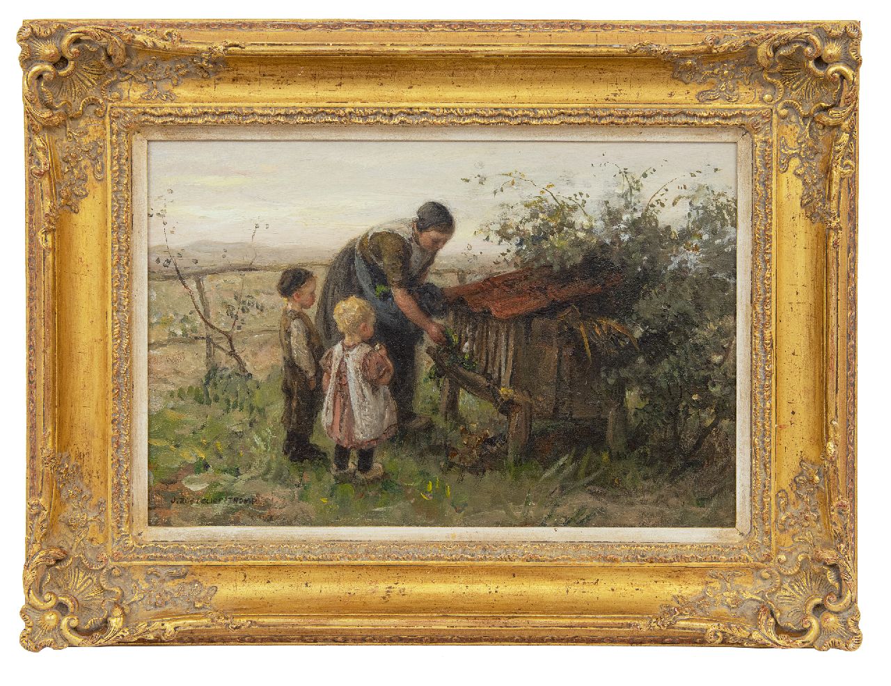 Zoetelief Tromp J.  | Johannes 'Jan' Zoetelief Tromp, Feeding the rabbit, oil on canvas 27.1 x 40.4 cm, signed l.l.