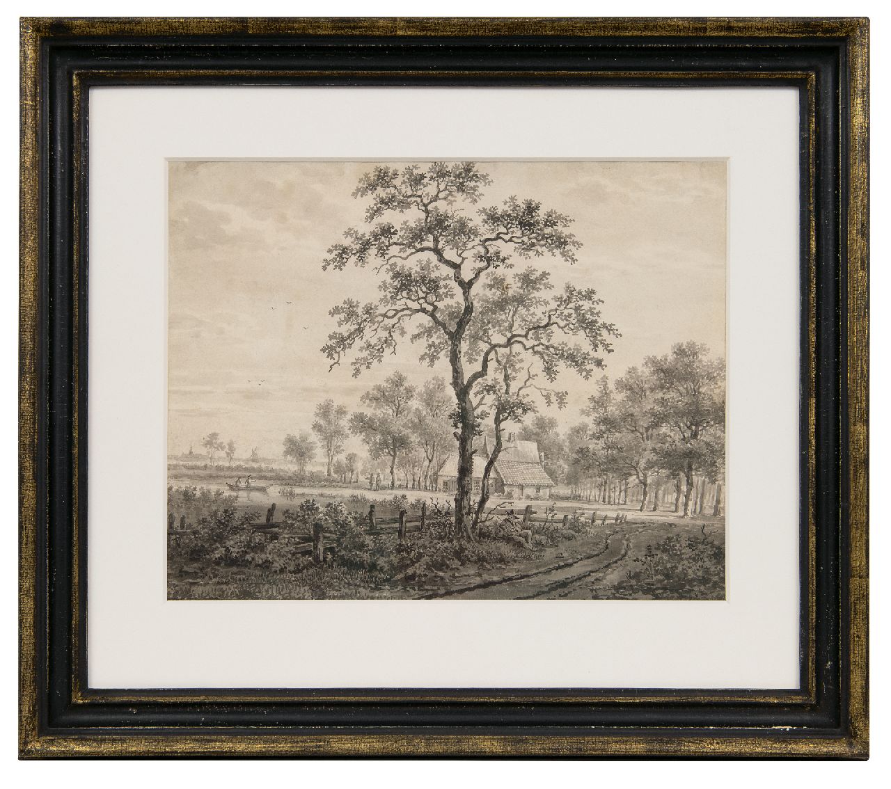 Göbell G.H.  | Gerrit Hendrik Göbell | Watercolours and drawings offered for sale | Landscape at Rijssen, pen, brush and ink on paper 22.1 x 27.8 cm, signed on the reverse and dated on the reverse 1830